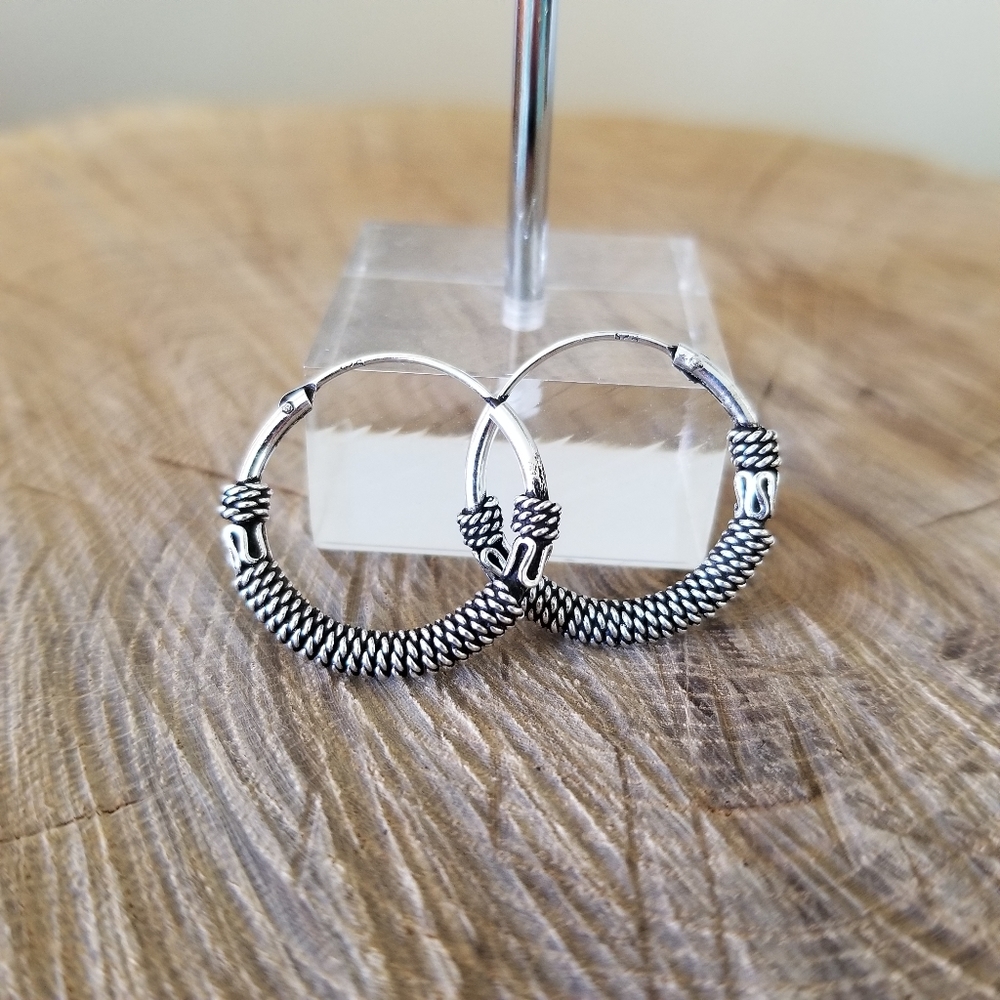 Bali Style Sterling Hoop Earrings
